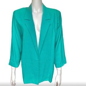 Vintage 80's Teal Oversized Blazer Made in USA | Size: Medium